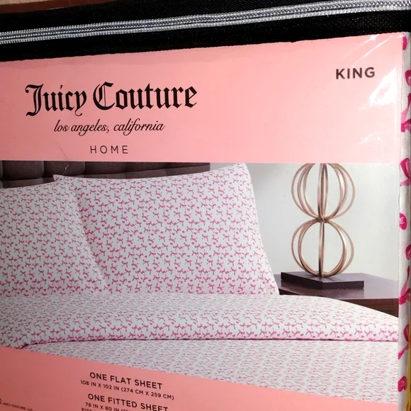 JUICY COUTURE KING SHEET SET BOWSJUICY COUTURE SHEET SET KING SIZE NEW